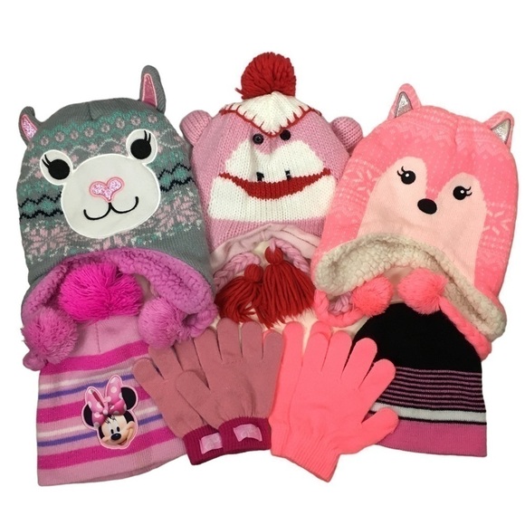 Girl’s Winter Gear Hats Beanie Gloves Cat Sock Monkey Fox Minnie Mouse JoJo Siwa - Picture 16 of 16